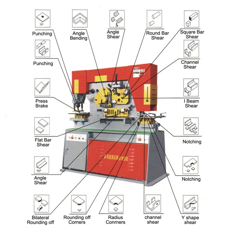 Q35y Mesin Penggerudian Gabungan Pekerja Besi Hidraulik Penebuk Dan Mesin Gunting